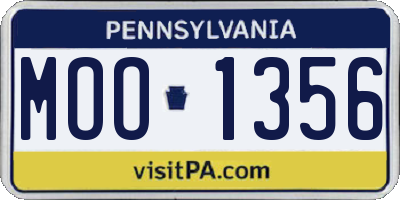 PA license plate MOO1356