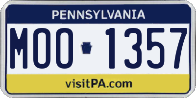 PA license plate MOO1357