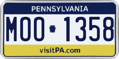 PA license plate MOO1358