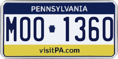PA license plate MOO1360