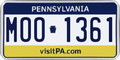 PA license plate MOO1361