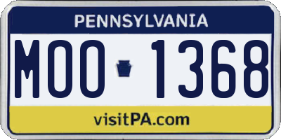 PA license plate MOO1368