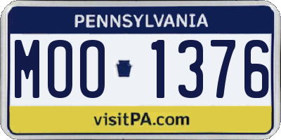 PA license plate MOO1376