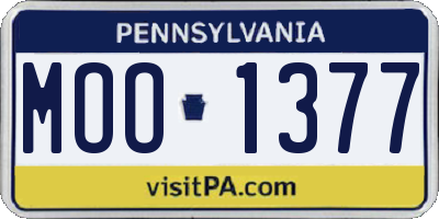 PA license plate MOO1377