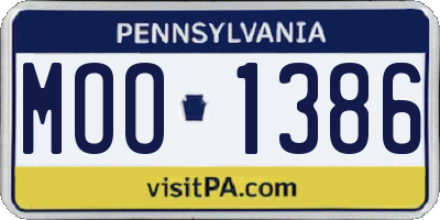PA license plate MOO1386