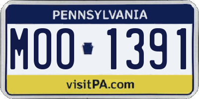 PA license plate MOO1391