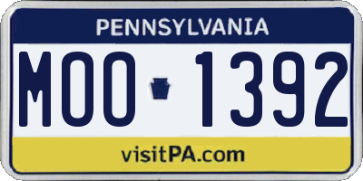 PA license plate MOO1392
