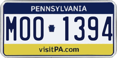 PA license plate MOO1394