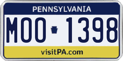 PA license plate MOO1398