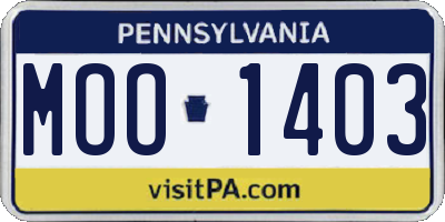 PA license plate MOO1403