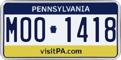 PA license plate MOO1418