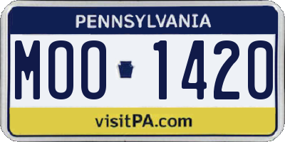 PA license plate MOO1420
