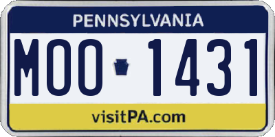 PA license plate MOO1431