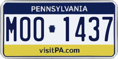 PA license plate MOO1437
