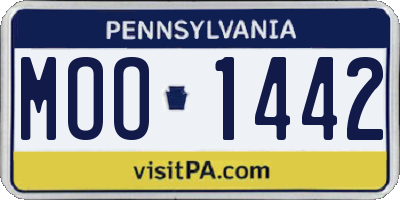 PA license plate MOO1442