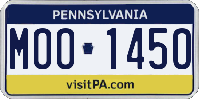 PA license plate MOO1450