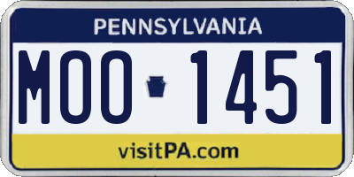 PA license plate MOO1451
