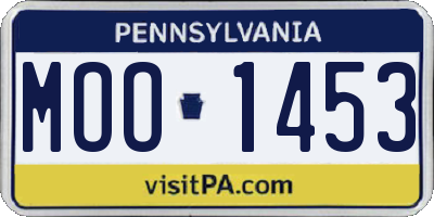 PA license plate MOO1453
