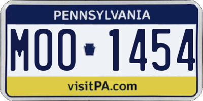 PA license plate MOO1454