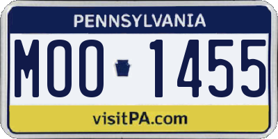 PA license plate MOO1455