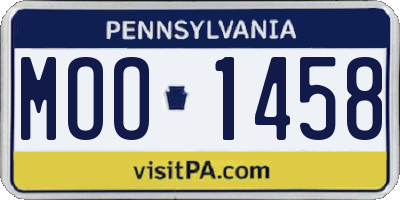 PA license plate MOO1458