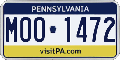 PA license plate MOO1472