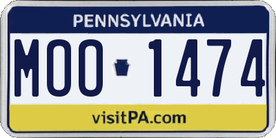 PA license plate MOO1474