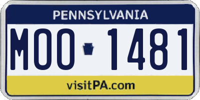PA license plate MOO1481