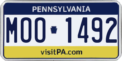 PA license plate MOO1492