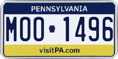 PA license plate MOO1496
