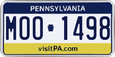 PA license plate MOO1498
