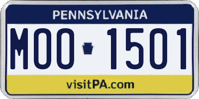 PA license plate MOO1501