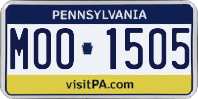 PA license plate MOO1505