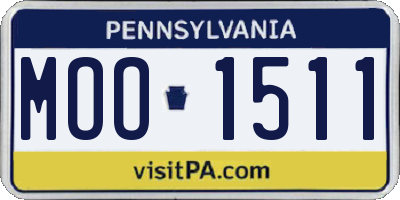 PA license plate MOO1511