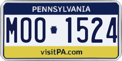 PA license plate MOO1524