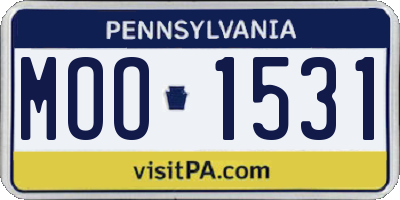 PA license plate MOO1531
