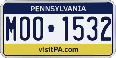 PA license plate MOO1532