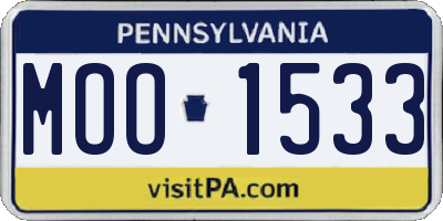 PA license plate MOO1533
