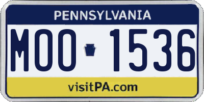 PA license plate MOO1536