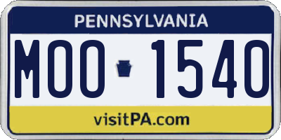 PA license plate MOO1540