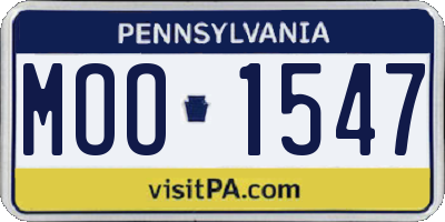 PA license plate MOO1547