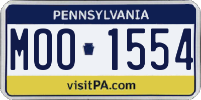 PA license plate MOO1554