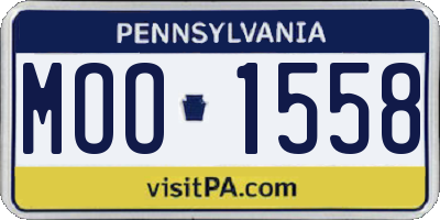 PA license plate MOO1558