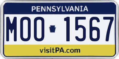 PA license plate MOO1567