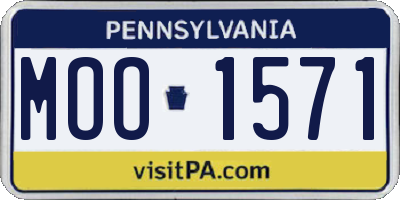 PA license plate MOO1571