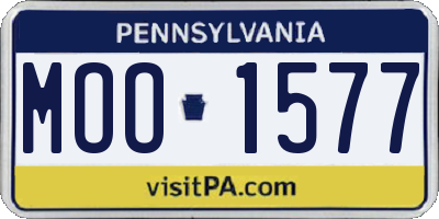 PA license plate MOO1577