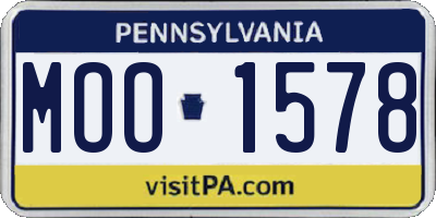 PA license plate MOO1578