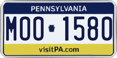 PA license plate MOO1580