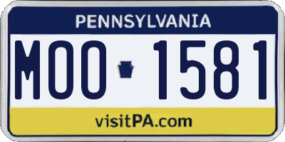 PA license plate MOO1581