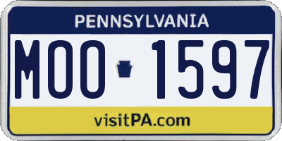 PA license plate MOO1597